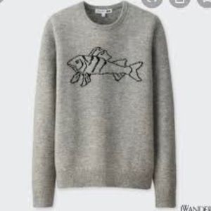 New UNIQLO + JW Anderson Wool Graphic Fish Sweater grey XS unisex JWA